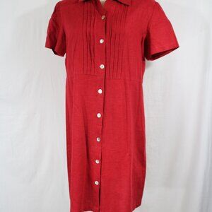 TALBOTS Dress Women’s Dress Linen Blend Short Sleeve Shirt Dress Midi Length 10